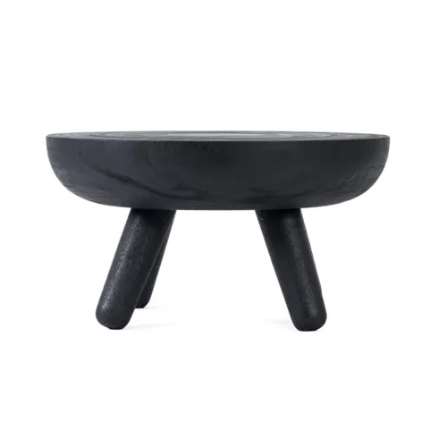 Mesa de centro redonda de madera de suar negra Ø 75 cm