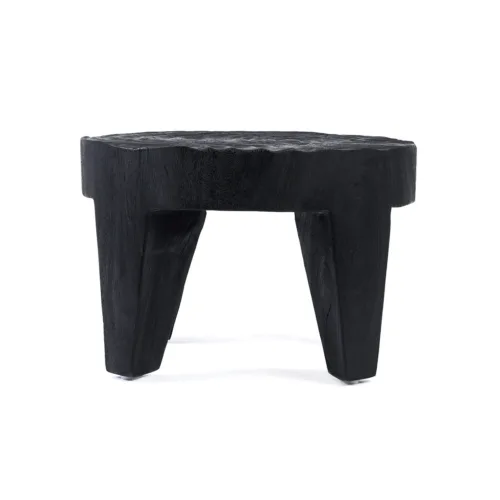 Mesa de centro redonda de madera de suar negra Ø 61 cm