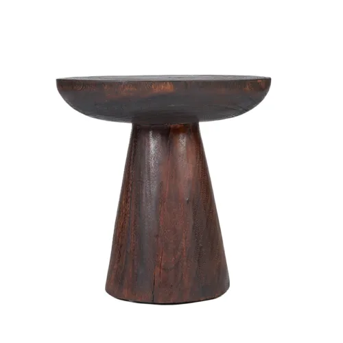 Mesa auxiliar cónica de madera nogal oscuro