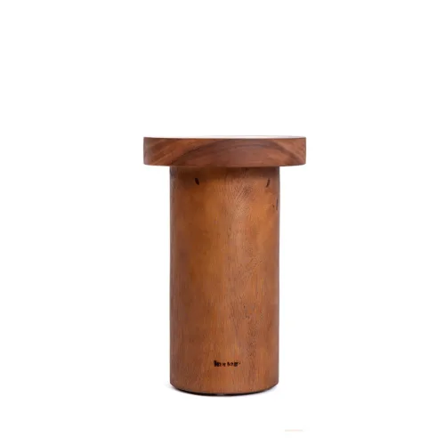 Mesa auxiliar de madera de suar natural 45 cm