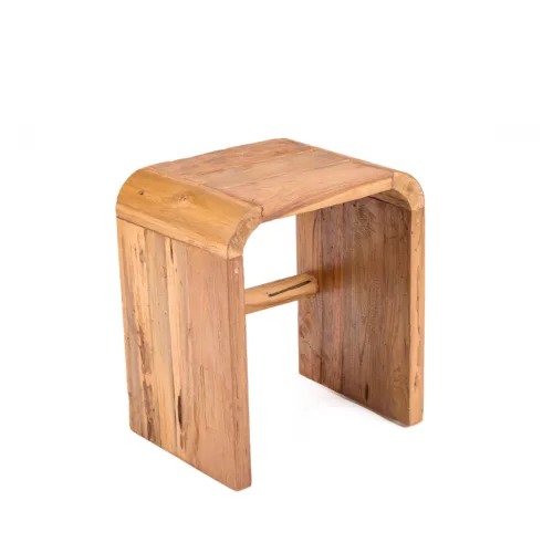 Mesa auxiliar de madera de teca curva natural 45 cm