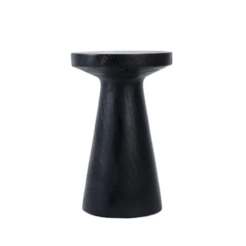 Mesa auxiliar de madera de suar negra 60 cm