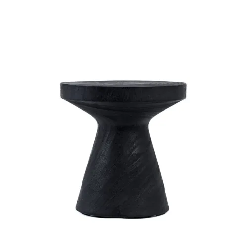 Mesa auxiliar de madera de suar negra 40 cm