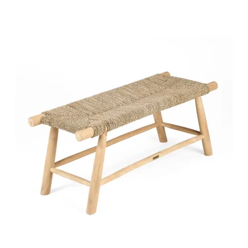 Banco Porto de junco marino y teca natural 110 cm
