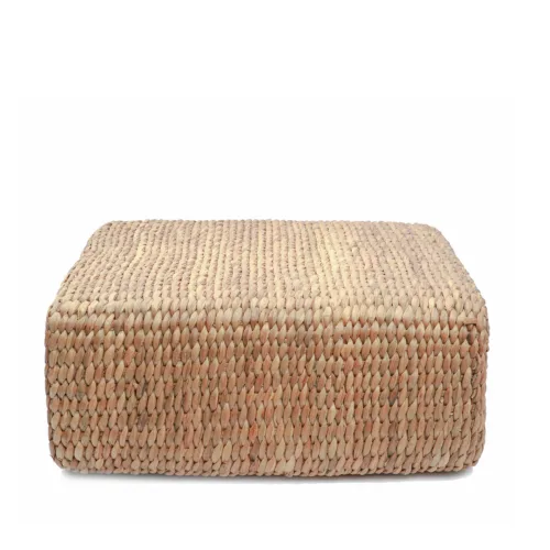 Puf cuadrado de jacinto de agua natural 60 cm