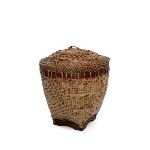 Cesta de almacenaje de ratán marrón natural 40 cm