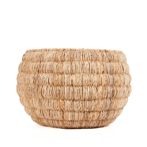 Cesta Tatum de hoja de banano y hierro natural