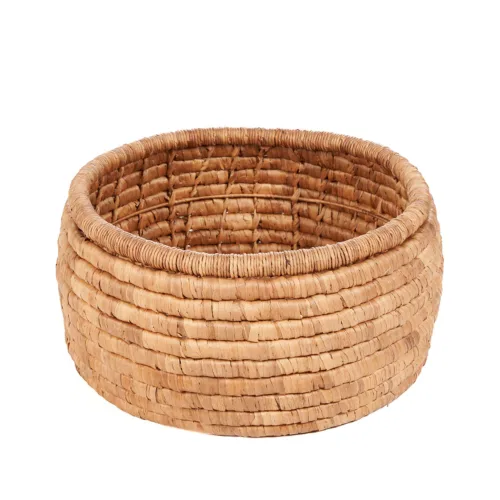 Cesta redonda de jacinto de agua natural