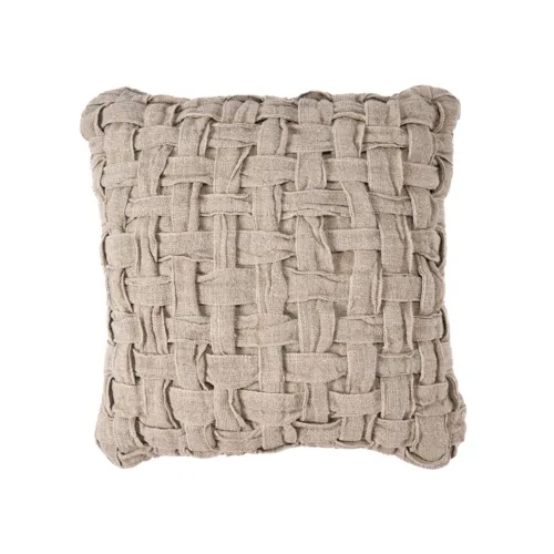 Funda de cojín de lino tejido cruzado natural 50x50 cm