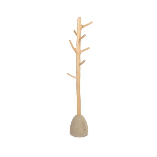 Percha de pie de hormigón y madera de teca natural 150 cm
