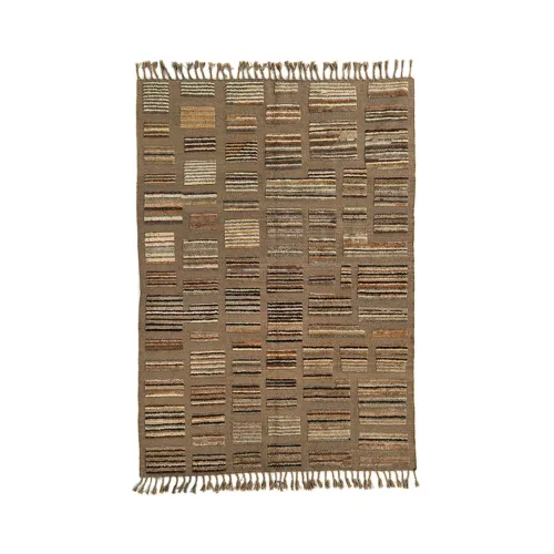 Alfombra afgana de lana con motivos geométricos 299x203 cm