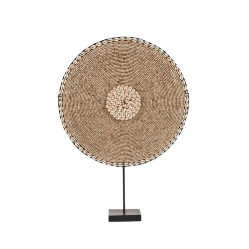 Adorno de conchas Guadeloupe con soporte blanco natural 55 cm