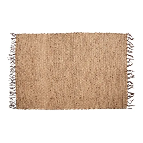 Alfombra de jacinto de agua con flecos natural 260x180 cm