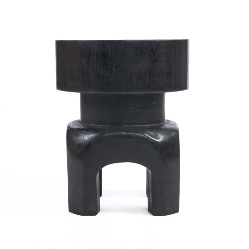 Taburete redondo de madera negro 50 cm