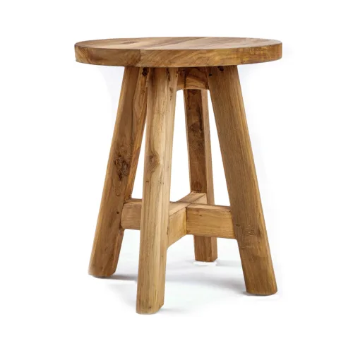 Taburete redondo de teca natural 45 cm