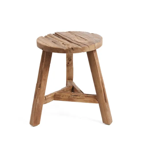 Taburete Yatai de teca reciclada natural 45 cm