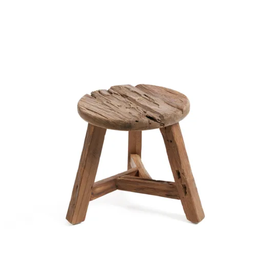 Taburete Yatai de teca reciclada natural 33 cm