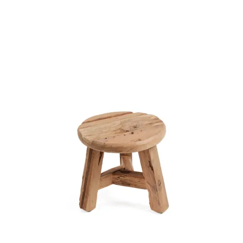 Taburete Yatai de teca reciclada natural 24 cm
