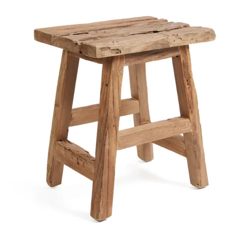 Taburete Yoke de teca reciclada natural 47 cm