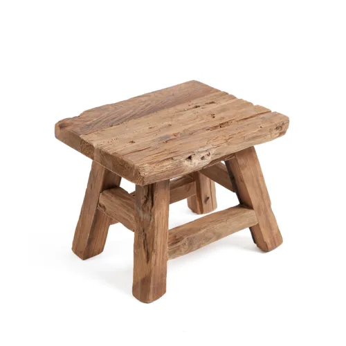 Taburete Yoke de teca reciclada natural 29 cm