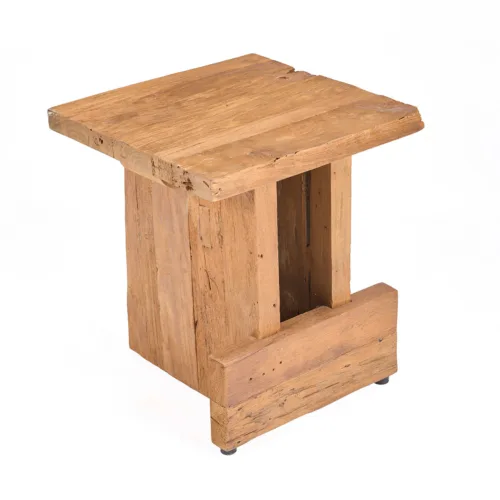 Taburete Suku de madera de teca natural 45 cm