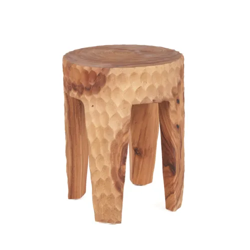 Taburete Paramo de madera de suar natural 35 cm