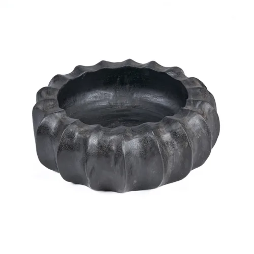 Cuenco escultórico de madera negro