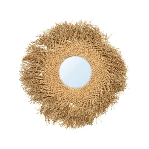 Espejo redondo de jacinto de agua natural Ø 75 cm