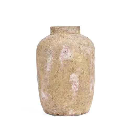 Jarrón de terracota crema talla M 30 cm