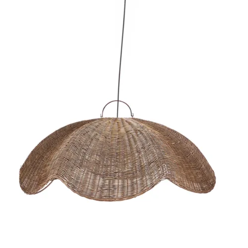 Lámpara de techo Wave de ratán nogal oscuro 103 cm