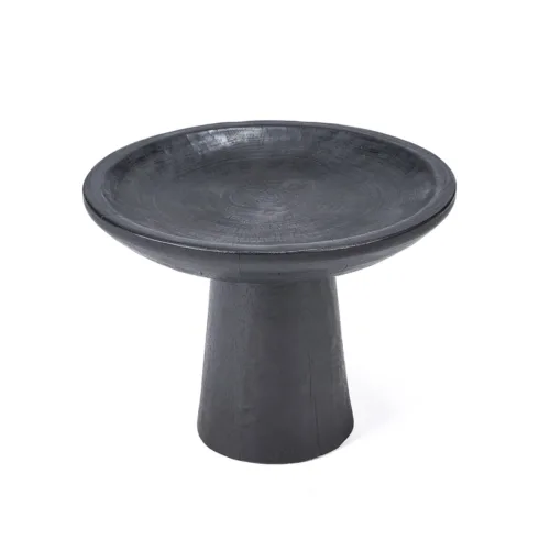 Bandeja con pedestal de madera de mango negra 35 cm