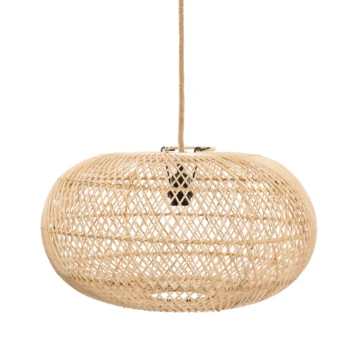 Lámpara de techo redonda de ratán natural Ø 50 cm