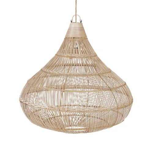 Lámpara de techo con forma de gota de ratán natural 80 cm