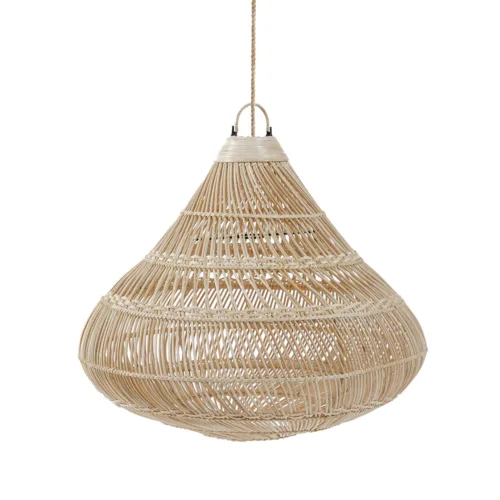 Lámpara de techo con forma de gota de ratán natural 55 cm