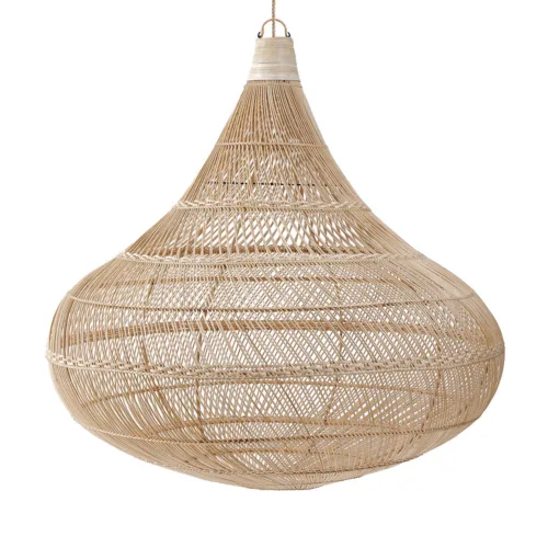 Lámpara de techo en forma de gota de ratán natural Ø 107 cm