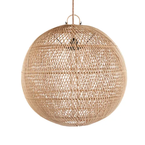 Lámpara de techo esférica de ratán natural 50 cm