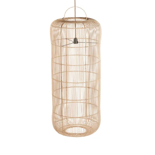 Lámpara colgante Bozelo de ratán natural 120 cm