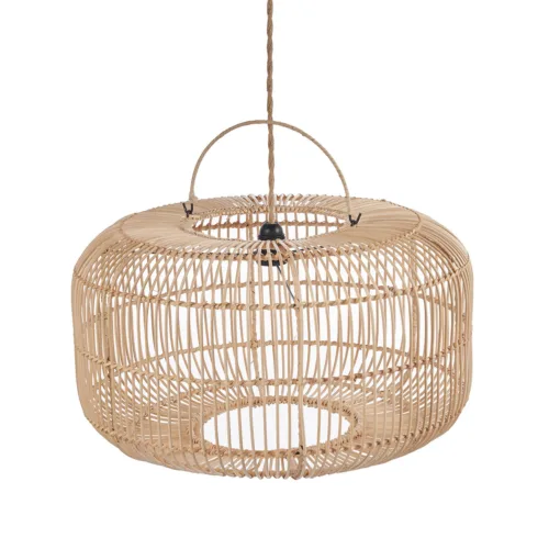 Lámpara colgante Arun tipo tambor de ratán natural 55 cm