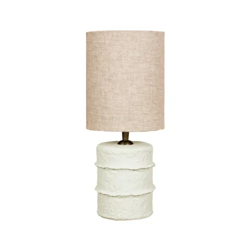 Lámpara de mesa de papel maché blanca 20 cm