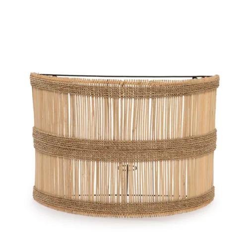 Aplique de pared semicilíndrico de ratán natural 45 cm