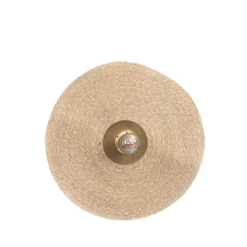 Aplique de pared redondo de fibra y hierro latón natural 46 cm