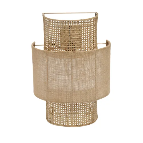 Lámpara de pared Bolly de ratán natural 41 cm