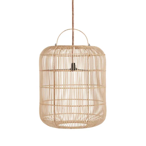 Lámpara colgante Bozelo de ratán natural 60 cm