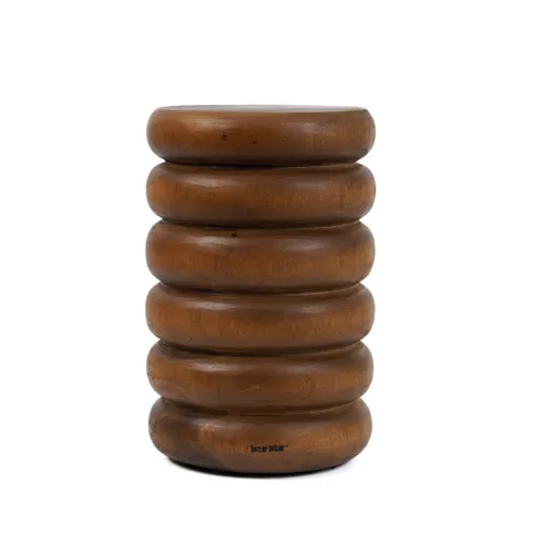 Taburete espiral de madera de suar natural 45 cm