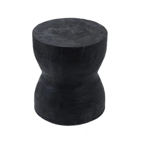 Taburete de madera de suar negro 45 cm