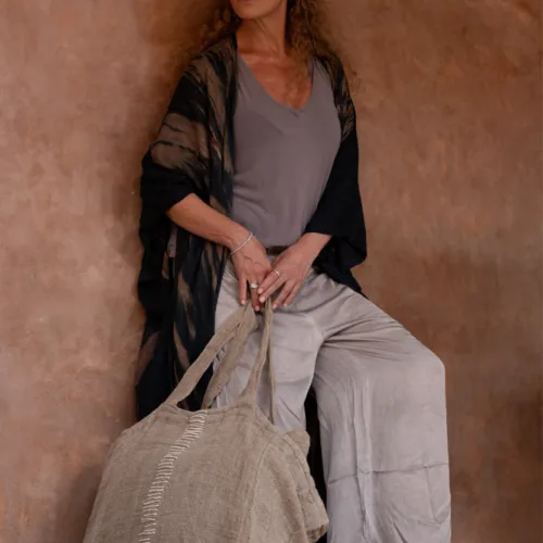 Bolsa tote de lino natural 40x40 cm