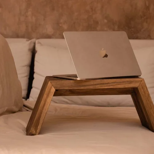 Mesa auxiliar de teca natural 55 cm