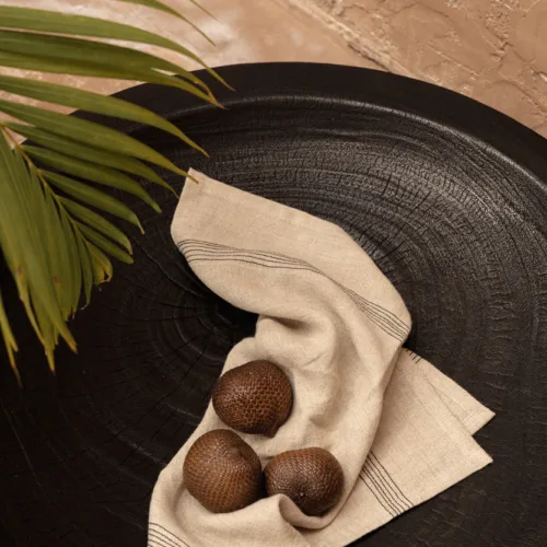 Cuenco decorativo de madera negro 60 cm
