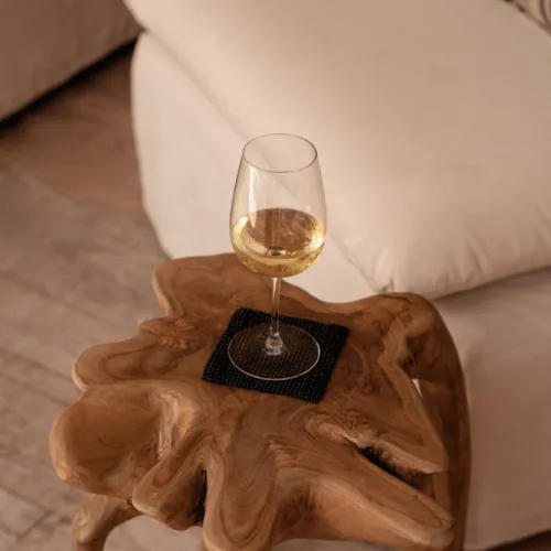 Mesa auxiliar de madera de teca de raíz natural 45 cm