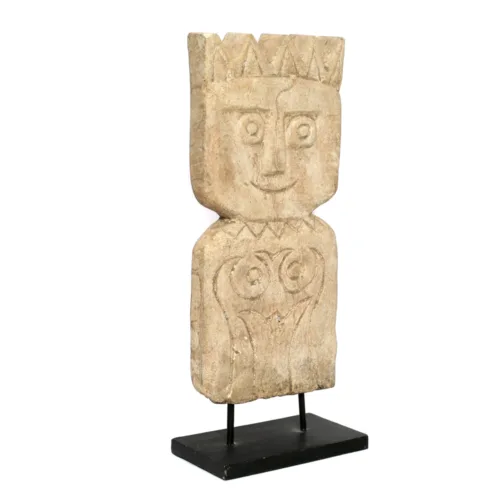 Escultura tribal de piedra arenisca con peana 47 cm